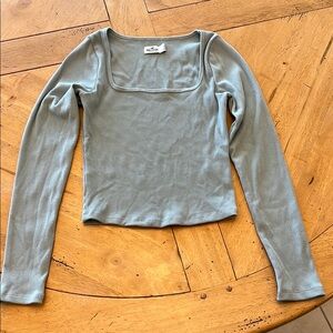 Wild Fable Women's Blue Ribbed Long Sleeve Top